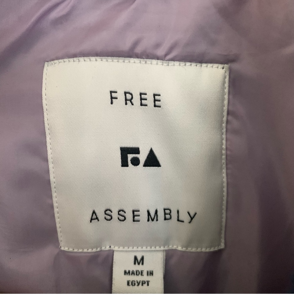 Free Assembly Zip Up Faux Sherpa Jacket Front Patch Pockets Blue Size M - Picture 5 of 6